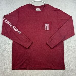 State Of Mine Shirt Mens Large Red North Carolina‎ Long Sleeve Flag Logo Casual